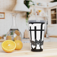 Load image into Gallery viewer, Black MG Plastic Tumbler with Straw