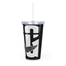 Load image into Gallery viewer, Black MG Plastic Tumbler with Straw