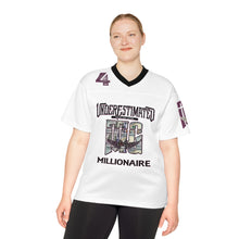 Load image into Gallery viewer, #4 millionaire Unisex Football Jersey (AOP)
