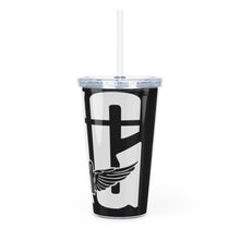 Load image into Gallery viewer, Black MG Plastic Tumbler with Straw

